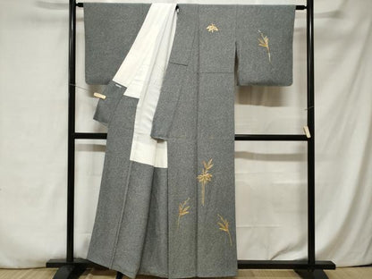 平和屋着物■訪問着　駒刺繍　笹文　正絹　逸品　CABA6976ev