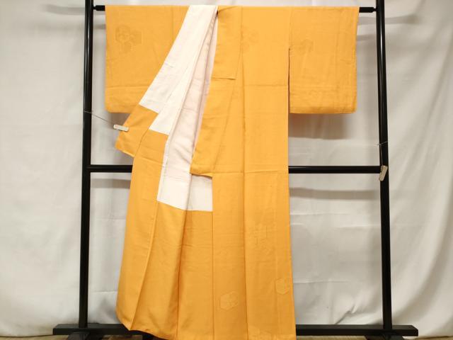 平和屋着物■上質な色無地 亀甲花地紋 柑子色 正絹 逸品 CABA7126ev