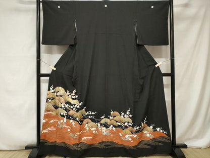 平和屋着物■豪華黒留袖 立波枝梅松文 花筏 金彩 正絹 逸品 CABA7151ev