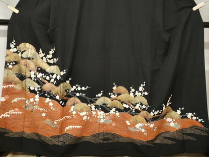 平和屋着物■豪華黒留袖 立波枝梅松文 花筏 金彩 正絹 逸品 CABA7151ev