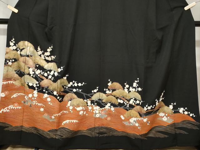 平和屋着物■豪華黒留袖 立波枝梅松文 花筏 金彩 正絹 逸品 CABA7151ev
