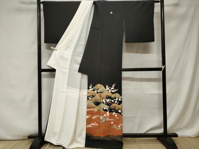 平和屋着物■豪華黒留袖 立波枝梅松文 花筏 金彩 正絹 逸品 CABA7151ev