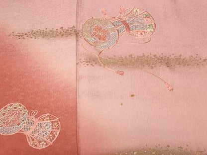 平和屋着物■中国三大刺繍 スワトウ刺繍 訪問着 鼓草花文 暈し染め 金彩 正絹 逸品 CABA7167ev