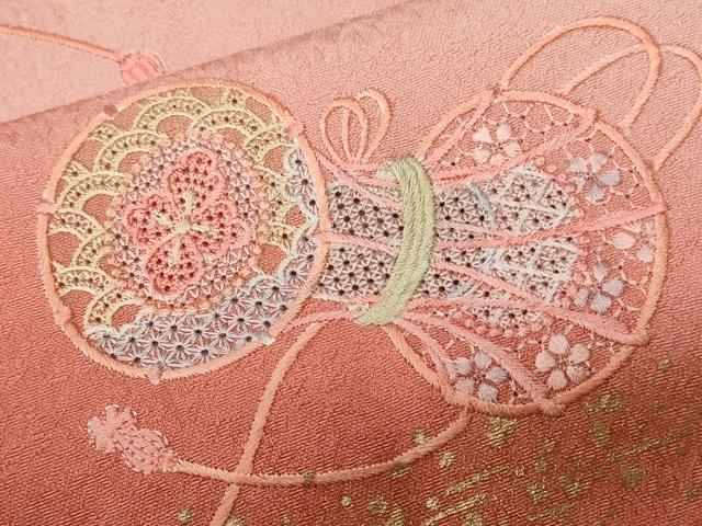 平和屋着物■中国三大刺繍 スワトウ刺繍 訪問着 鼓草花文 暈し染め 金彩 正絹 逸品 CABA7167ev