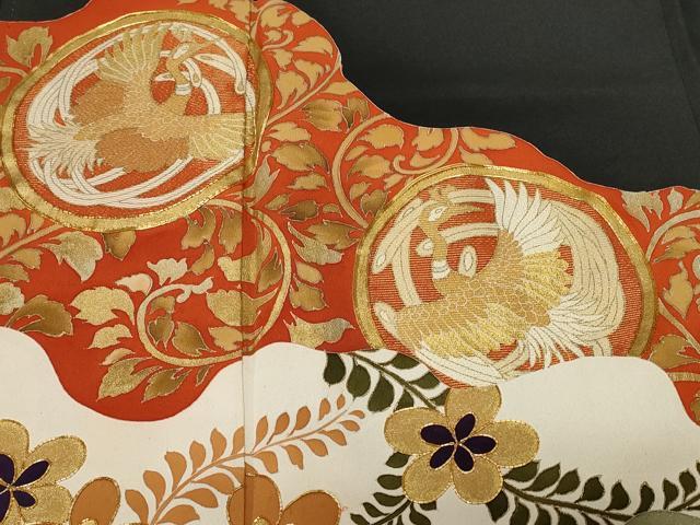 平和屋着物■豪華黒留袖 駒刺繍 道長飛鶴草花文 金彩 正絹 逸品 CABA7168ev