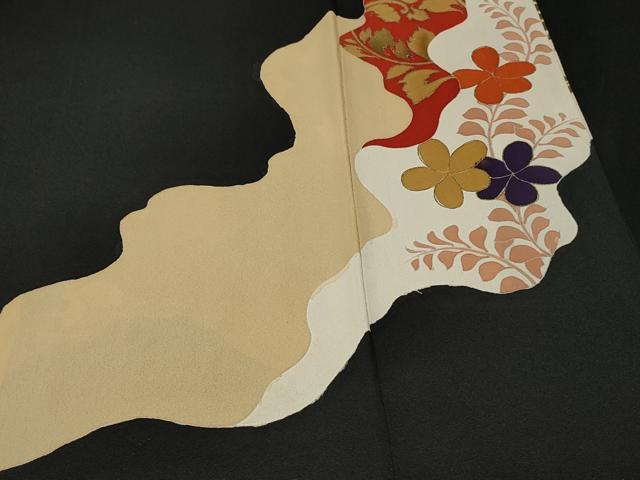 平和屋着物■豪華黒留袖 駒刺繍 道長飛鶴草花文 金彩 正絹 逸品 CABA7168ev