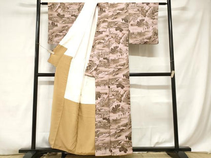 平和屋着物■上質な小紋　人物風景文　暈し染め　正絹　逸品　CABA7171ev