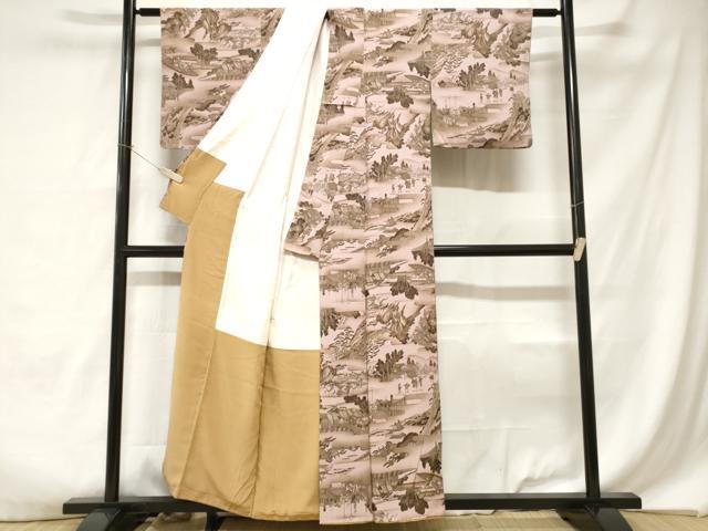 平和屋着物■上質な小紋　人物風景文　暈し染め　正絹　逸品　CABA7171ev