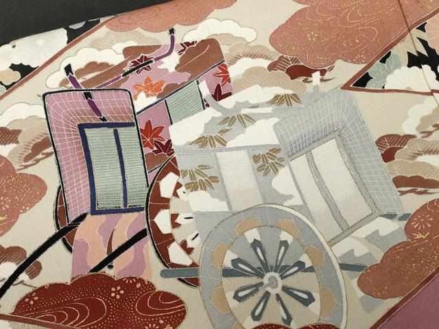 平和屋着物■豪華黒留袖　作家物　御所車花文　暈し染め　金彩　正絹　逸品　CABA7173ev