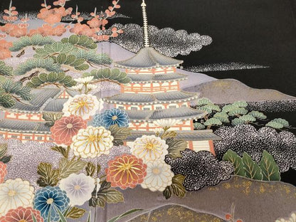 平和屋着物■豪華黒留袖 駒刺繍 御所解文 金彩 正絹 逸品 CABA7186ev