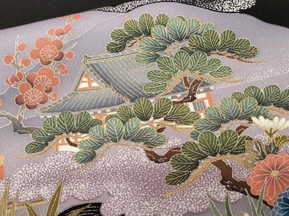 平和屋着物■豪華黒留袖 駒刺繍 御所解文 金彩 正絹 逸品 CABA7186ev