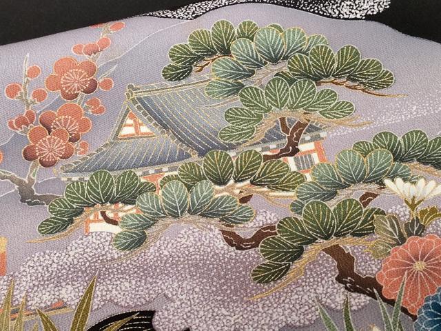 平和屋着物■豪華黒留袖 駒刺繍 御所解文 金彩 正絹 逸品 CABA7186ev