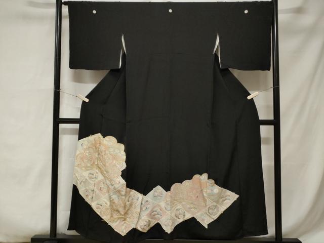 平和屋着物■豪華黒留袖 駒刺繍 松竹梅 松葉飛鶴草花文 金彩 正絹 逸品 CABA7202ev