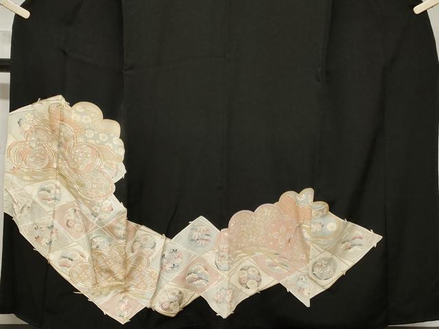 平和屋着物■豪華黒留袖 駒刺繍 松竹梅 松葉飛鶴草花文 金彩 正絹 逸品 CABA7202ev
