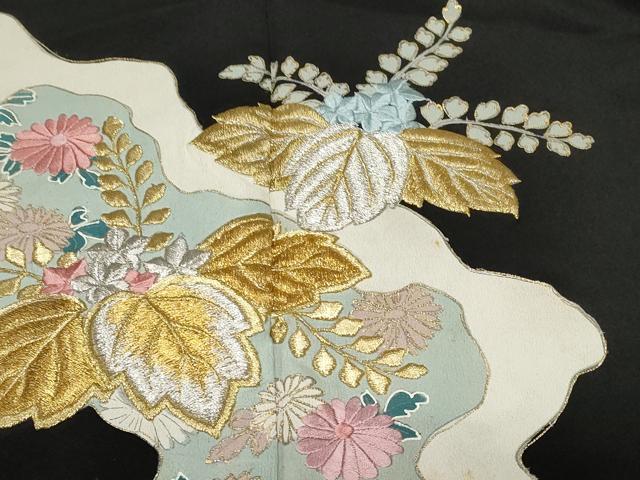 平和屋着物■豪華黒留袖 刺繍 道長桐草花文 金銀彩 正絹 逸品 CABA7207ev