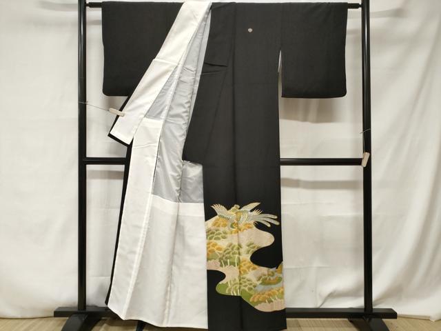 平和屋着物■豪華黒留袖　刺繍　鳳凰松葉文　金彩　正絹　逸品　CABA7208ev