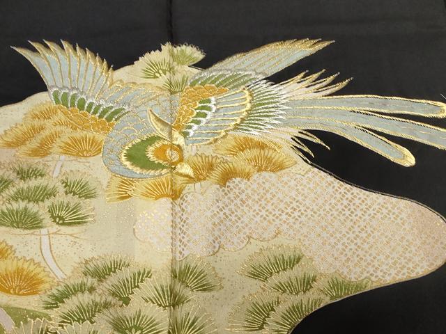 平和屋着物■豪華黒留袖　刺繍　鳳凰松葉文　金彩　正絹　逸品　CABA7208ev