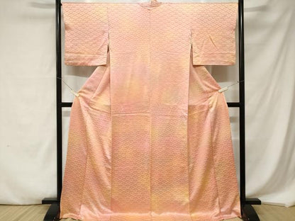 平和屋着物■上質な小紋 青海波文 暈し染め ロング丈 正絹 逸品 CABA7322ev