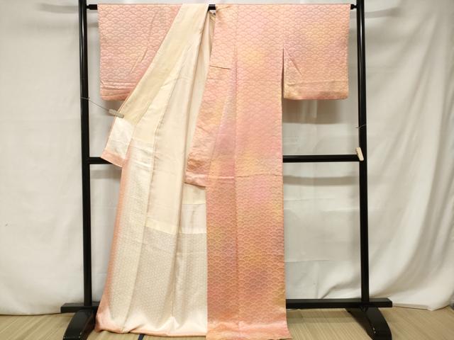 平和屋着物■上質な小紋 青海波文 暈し染め ロング丈 正絹 逸品 CABA7322ev