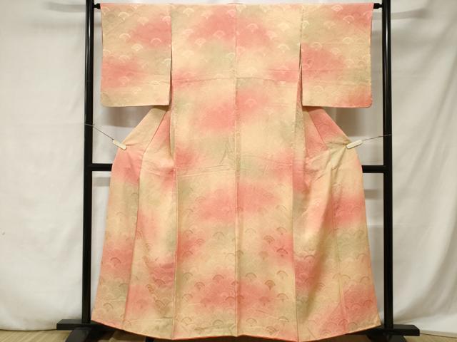 平和屋着物■上質な小紋 青海波唐草文 暈し染め 正絹 逸品 CABA7340ev