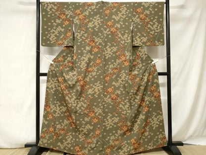 平和屋着物■小紋 枝花文 洗える着物 CABA7389ev