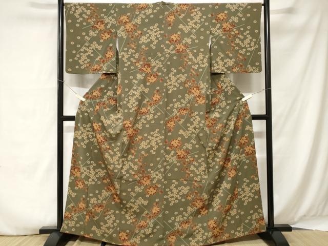 平和屋着物■小紋 枝花文 洗える着物 CABA7389ev