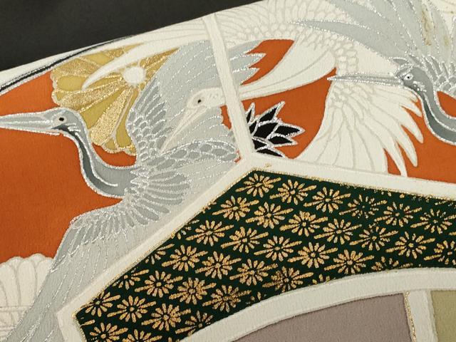 平和屋着物■豪華黒留袖 刺繍 片輪車花鳥文 金彩 正絹 逸品 CABA7414ev