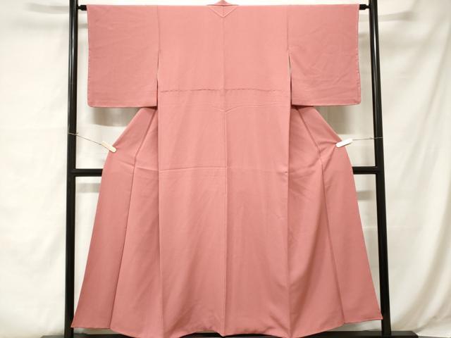 平和屋着物■上質な色無地 紅梅色 正絹 逸品 未使用 CABA7425ev