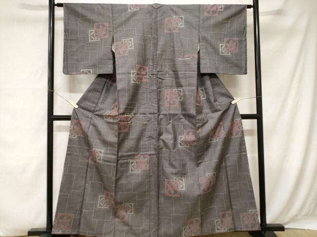 平和屋着物■上質な紬 色紙重ね楓七宝文 正絹 逸品 未使用 CABA7438ev