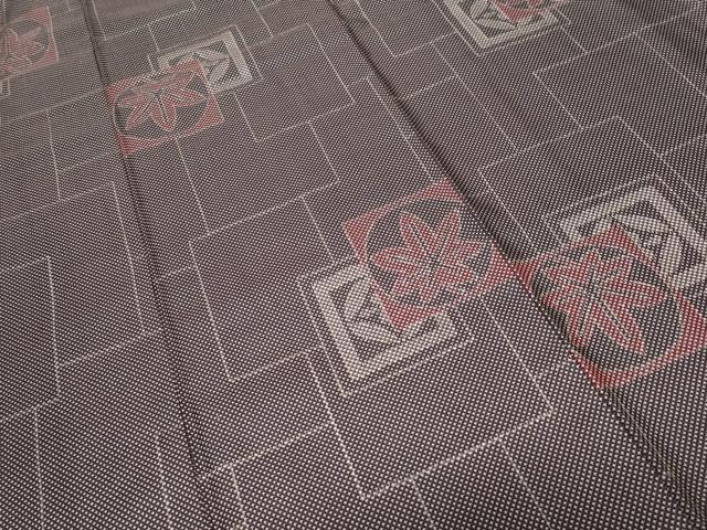 平和屋着物■上質な紬 色紙重ね楓七宝文 正絹 逸品 未使用 CABA7438ev