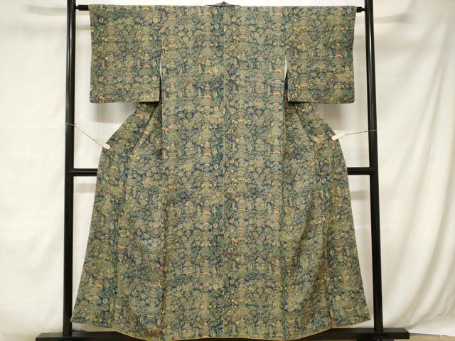 平和屋着物■上質な小紋 更紗花文 正絹 逸品 CABA7440ev