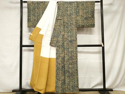 平和屋着物■上質な小紋 更紗花文 正絹 逸品 CABA7440ev