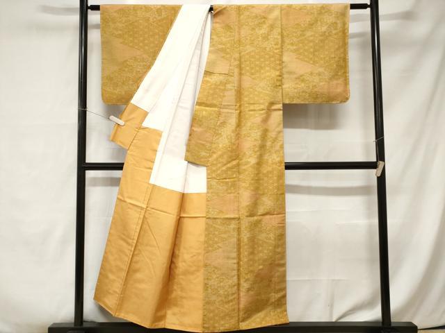 平和屋着物■上質な紬 松皮菱吉祥花唐草文 正絹 逸品 CABA7449ev