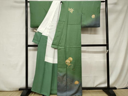 平和屋着物■訪問着 鏡裏更紗花文 暈し染め 金彩 正絹 逸品 CABA7451ev