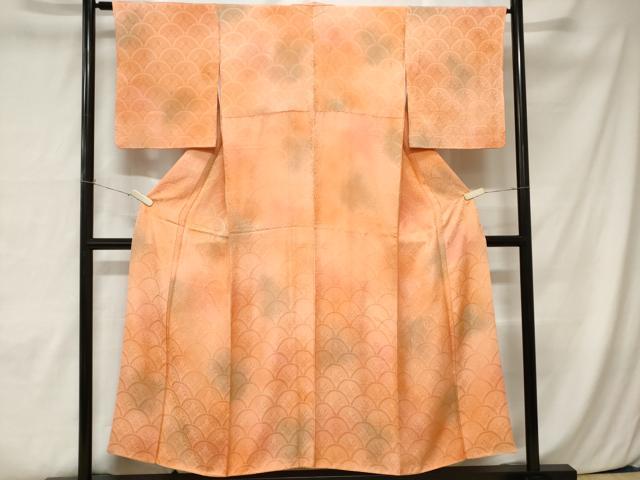 平和屋着物■上質な小紋 青海波花唐草文 暈し染め 正絹 逸品 CABA7473ev