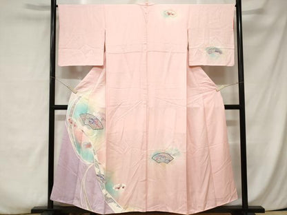 平和屋着物■訪問着 飛鶴地紙鴛鴦花文 暈し染め 金彩 正絹 逸品 CABA7474ev