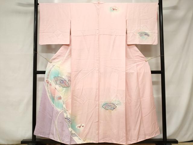 平和屋着物■訪問着 飛鶴地紙鴛鴦花文 暈し染め 金彩 正絹 逸品 CABA7474ev