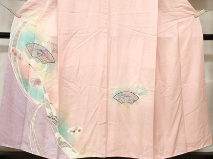 平和屋着物■訪問着 飛鶴地紙鴛鴦花文 暈し染め 金彩 正絹 逸品 CABA7474ev
