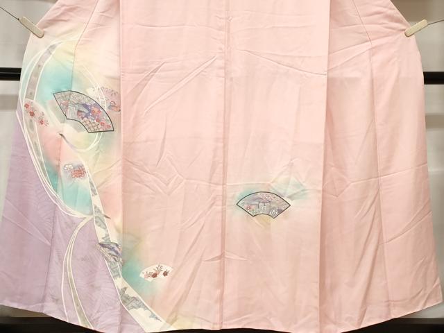 平和屋着物■訪問着 飛鶴地紙鴛鴦花文 暈し染め 金彩 正絹 逸品 CABA7474ev