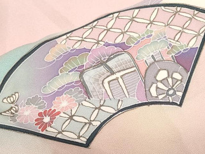 平和屋着物■訪問着 飛鶴地紙鴛鴦花文 暈し染め 金彩 正絹 逸品 CABA7474ev