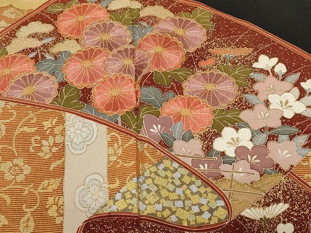 平和屋着物■豪華黒留袖 駒刺繍 花唐草文 立波花文 暈し染め 金彩 正絹 逸品 CABA7483ev