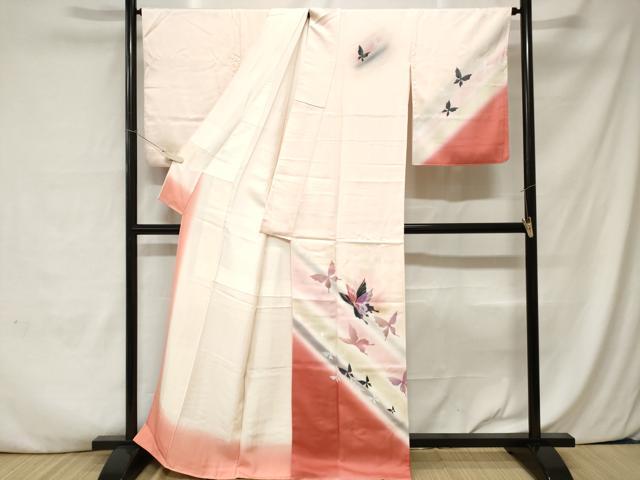 平和屋着物■訪問着 舞蝶文 暈し染め 正絹 逸品 CABA7498ev