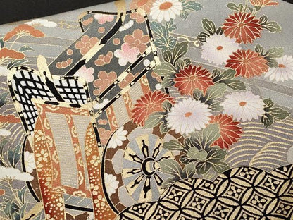 平和屋着物■豪華黒留袖 御所車枝花文 金彩 正絹 逸品 CABA7541ev