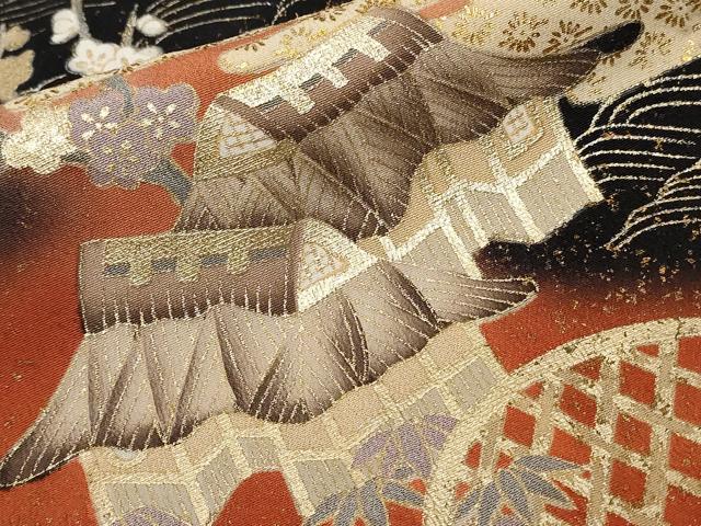平和屋着物■豪華黒留袖　駒刺繍　萬寿染　御所解文　暈し染め　金彩　正絹　逸品　CABA7546ev