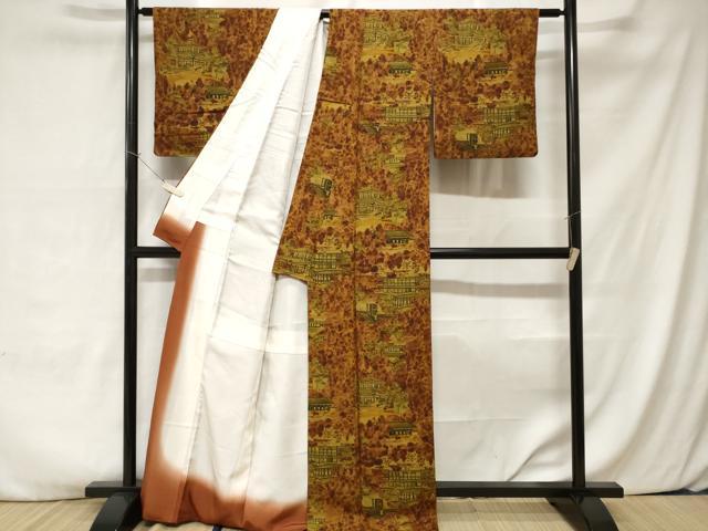 平和屋着物■上質な小紋 風景文 正絹 逸品 CABA7571ev
