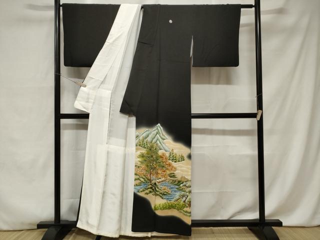 平和屋着物■豪華黒留袖 刺繍 遠山松竹梅 暈し染め 金彩 正絹 逸品 CABA7595ev