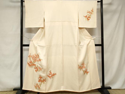 平和屋着物■訪問着　駒刺繍　菊文　金糸　正絹　逸品　CABA7598ev