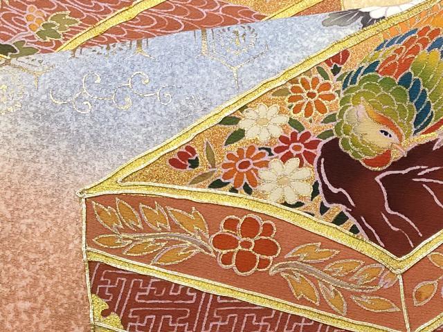平和屋着物■豪華黒留袖　作家物　駒刺繍　文箱花鳥文　暈し染め　金彩　正絹　逸品　CABA7738fb