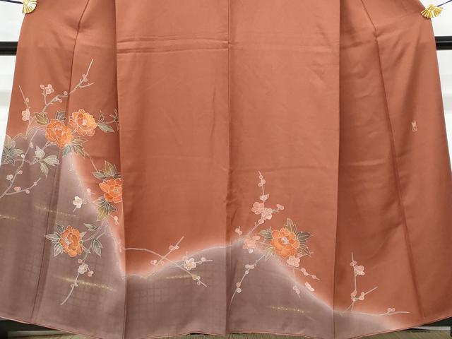 平和屋着物■訪問着　作家物　枝花文　暈し染め　正絹　逸品　CABA7877fb