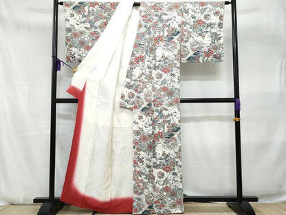 平和屋着物■上質な小紋　型染め　吉祥花文　正絹　逸品　CABA7879fb